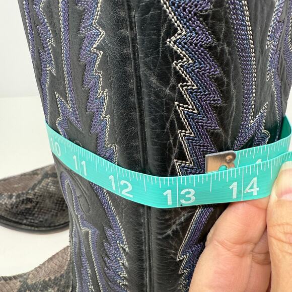 Panhandle Slim Western Boots Men's 8.5 B Black Brown Snakeskin Cowboy Boots - Picture 13 of 15